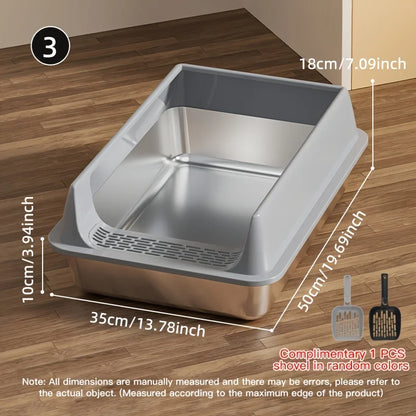CleanSplash Stainless Steel Litter Box – Odor-Resistant, Leak-Proof & High-Sided Design