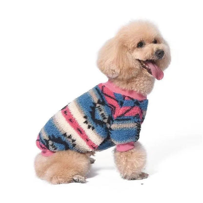HeritageWarm Retro Ethnic Pet Hoodie – Cozy Autumn/Winter Knit Sweater for Small Dogs and Cats