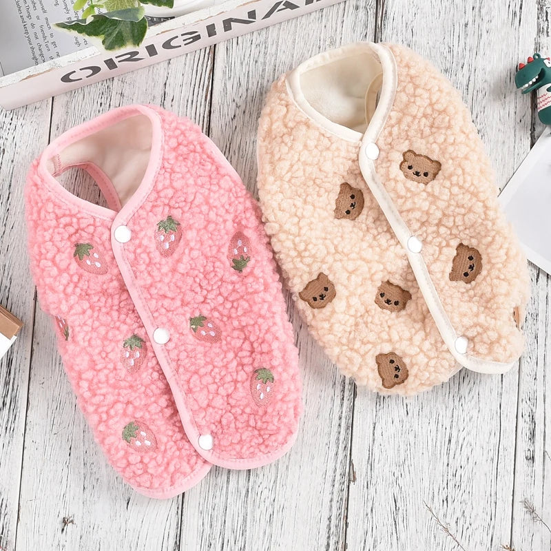 Bear & Berry Cozy Fleece Pet Vest – Soft Autumn Warmth for Small & Medium Breeds