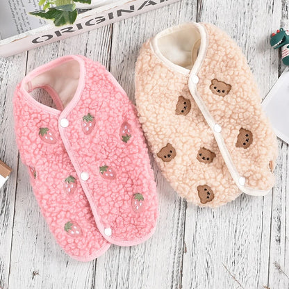 Bear & Berry Cozy Fleece Pet Vest – Soft Autumn Warmth for Small & Medium Breeds