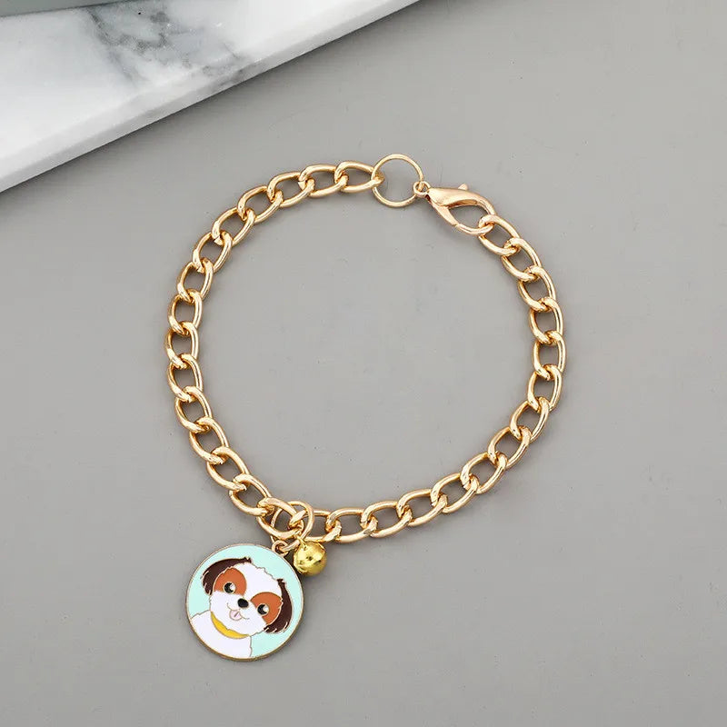PawChic Gold-Tone Chain Collar – Fashionable Pendant with Bells for Puppies and Cats