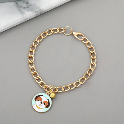 PawChic Gold-Tone Chain Collar – Fashionable Pendant with Bells for Puppies and Cats