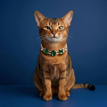 LuxeLush Gem Accent Pet Collar – Regal Glamour for Feline Royalty