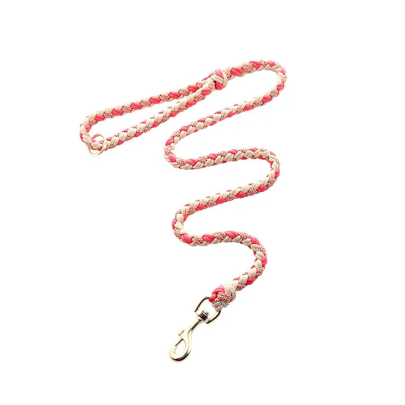 Luxury Hand-Woven Leash or Collar – Heavy-Duty Climbing Rope & Adjustable Leather Walkwear