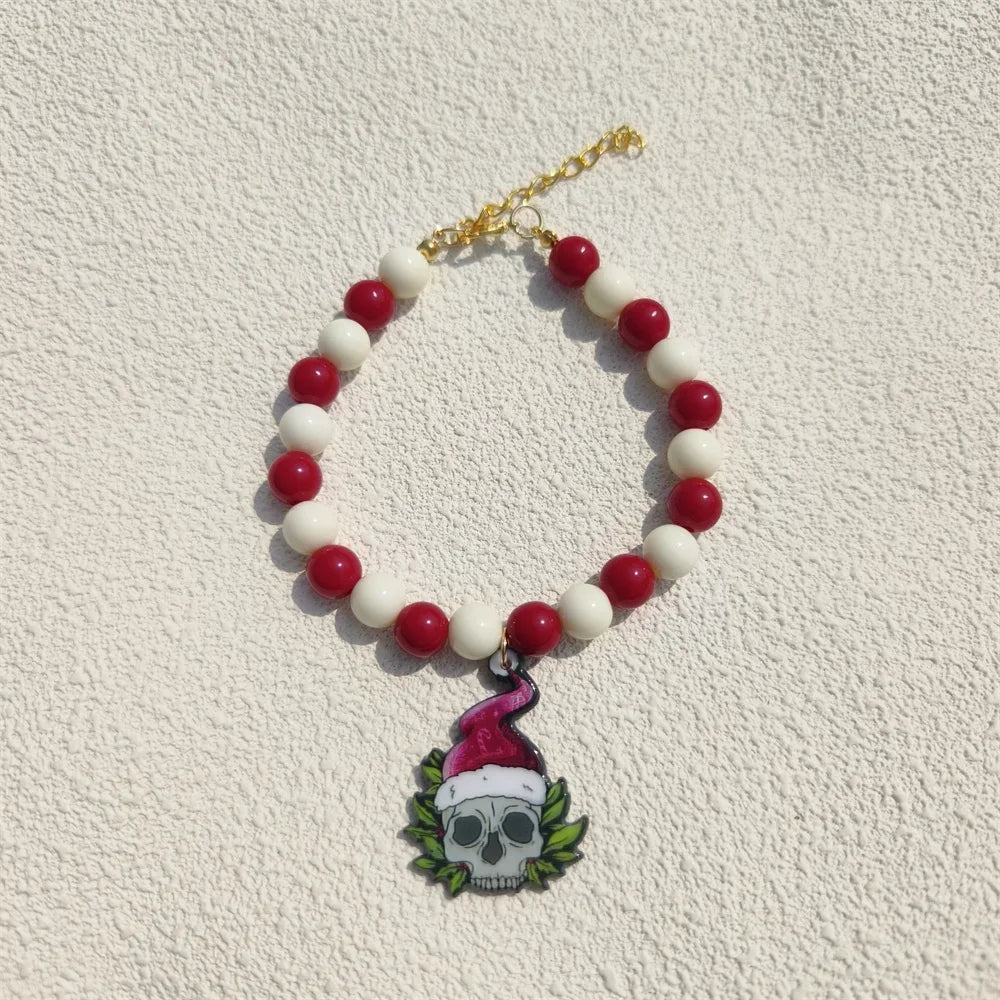 JollyJingle Xmas Beaded Pet Necklace – Festive Holiday Charm Collar