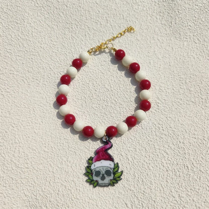 JollyJingle Xmas Beaded Pet Necklace – Festive Holiday Charm Collar
