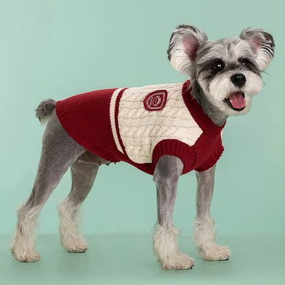 Cozy Classics: Festive Cotton Sweater for Small & Medium Pets