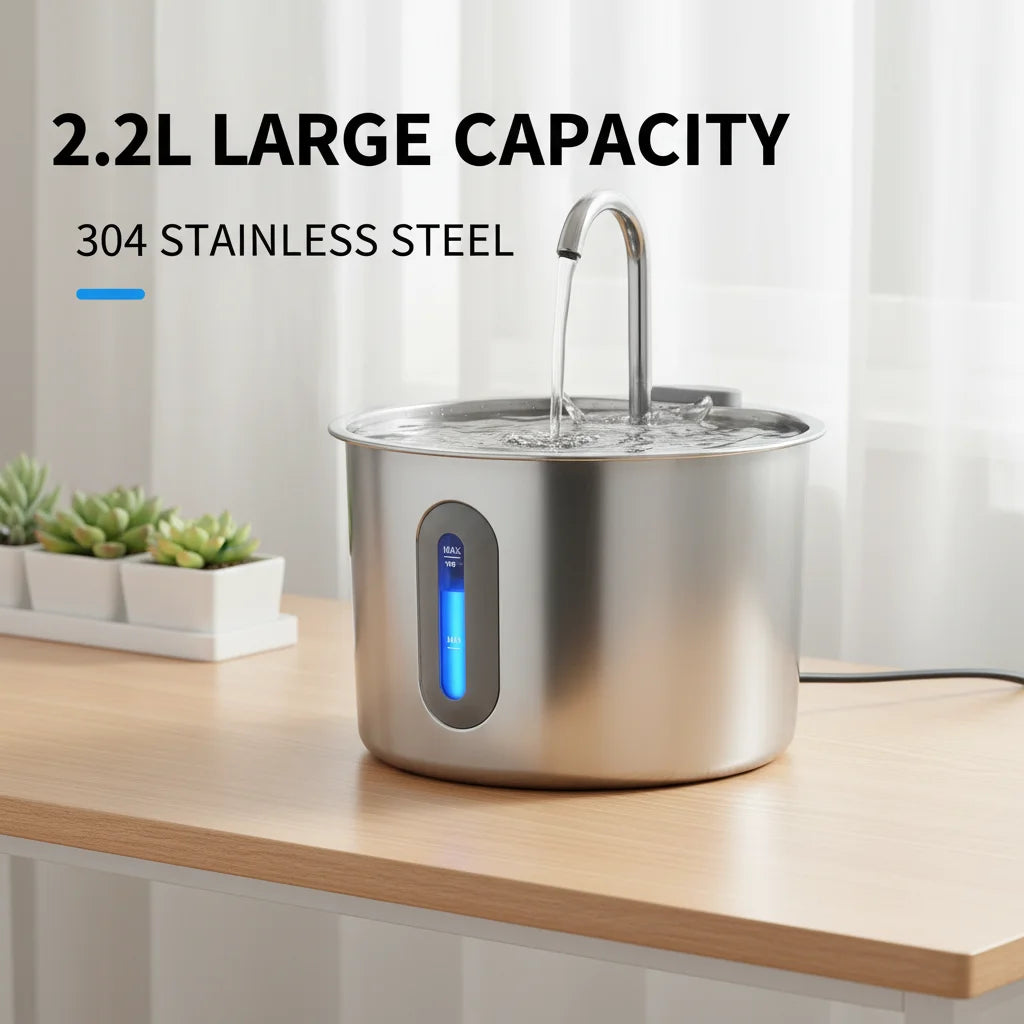 AquaPure Stainless Steel Pet Water Fountain - Ultra Quiet Hydration Station