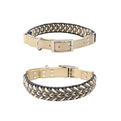 Luxury Hand-Woven Leash or Collar – Heavy-Duty Climbing Rope & Adjustable Leather Walkwear