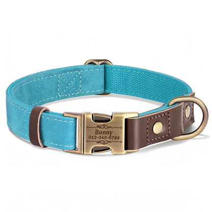 RetroChic Custom Engraved Leather Dog Collar – Personalized Vintage Style for All Breeds