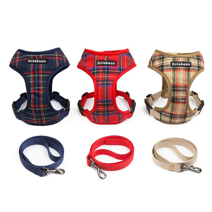 Classic Plaid Pet Harness & Leash Set for Small Dogs