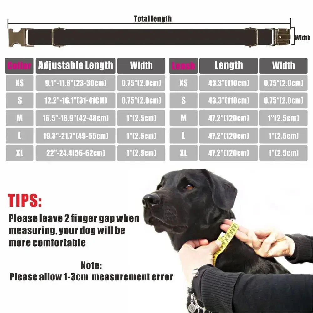 Personalized Plaid Dog Collar & Leash Set with Engraved ID Tag - Style Meets Safety