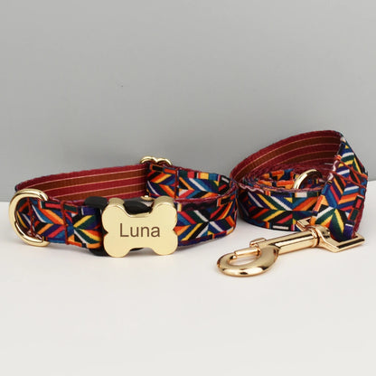 EthnoCharm Custom Engraved Dog Collar & Leash Set – Personalized with Nameplate