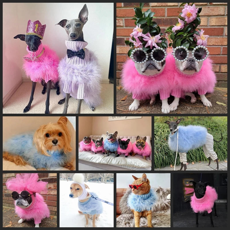 LuxePaw Colorful Faux Fur Sweater - Designer Warmth for Small Dogs & Cats