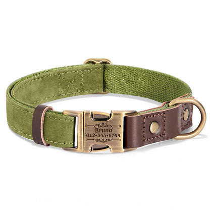 RetroChic Custom Engraved Leather Dog Collar – Personalized Vintage Style for All Breeds