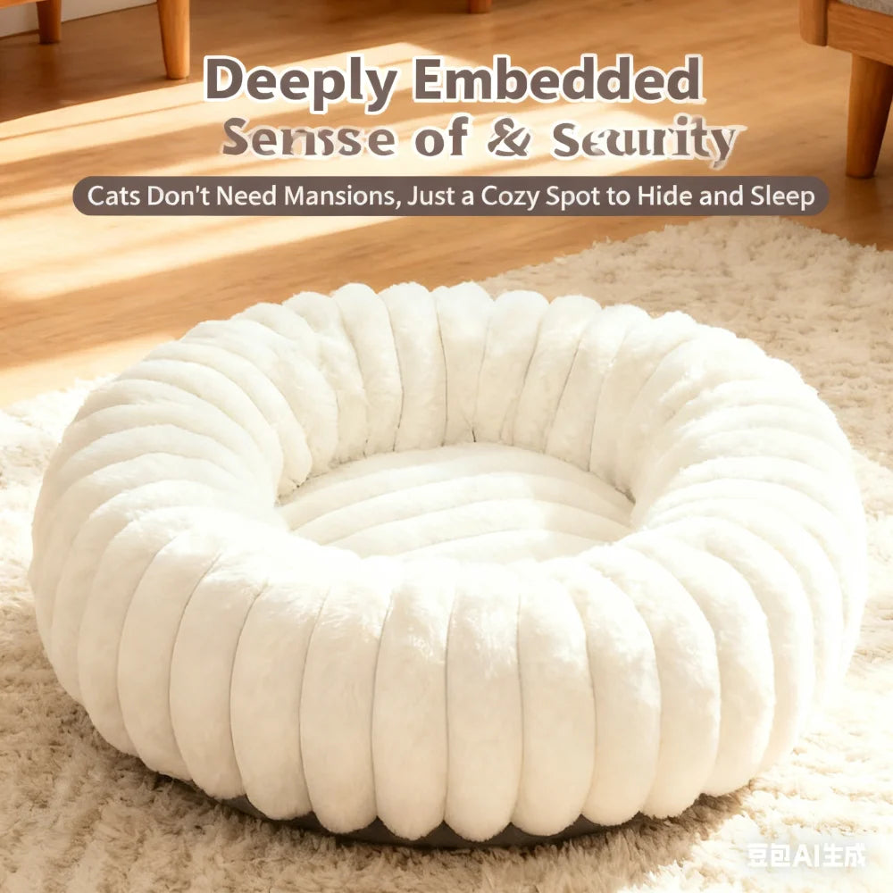 SnuggleNest Striped Pet Bed – Luxurious Comfort for Cats & Small Dogs