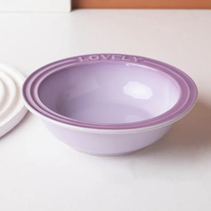 French Flair Gradient Ceramic Pet Plate – Colorful Pre-Dinner Dining Bowl for Dogs and Cats