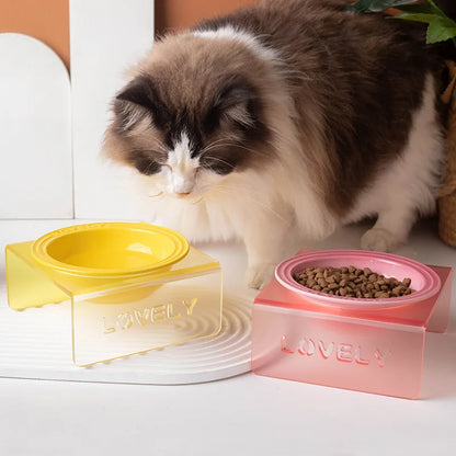 French Flair Gradient Ceramic Pet Plate – Colorful Pre-Dinner Dining Bowl for Dogs and Cats