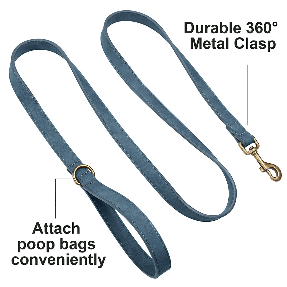 ComfortGrip Premium PU Leather Dog Leash – Heavy-Duty 5ft Walking Lead with 360° Rotatable Hook