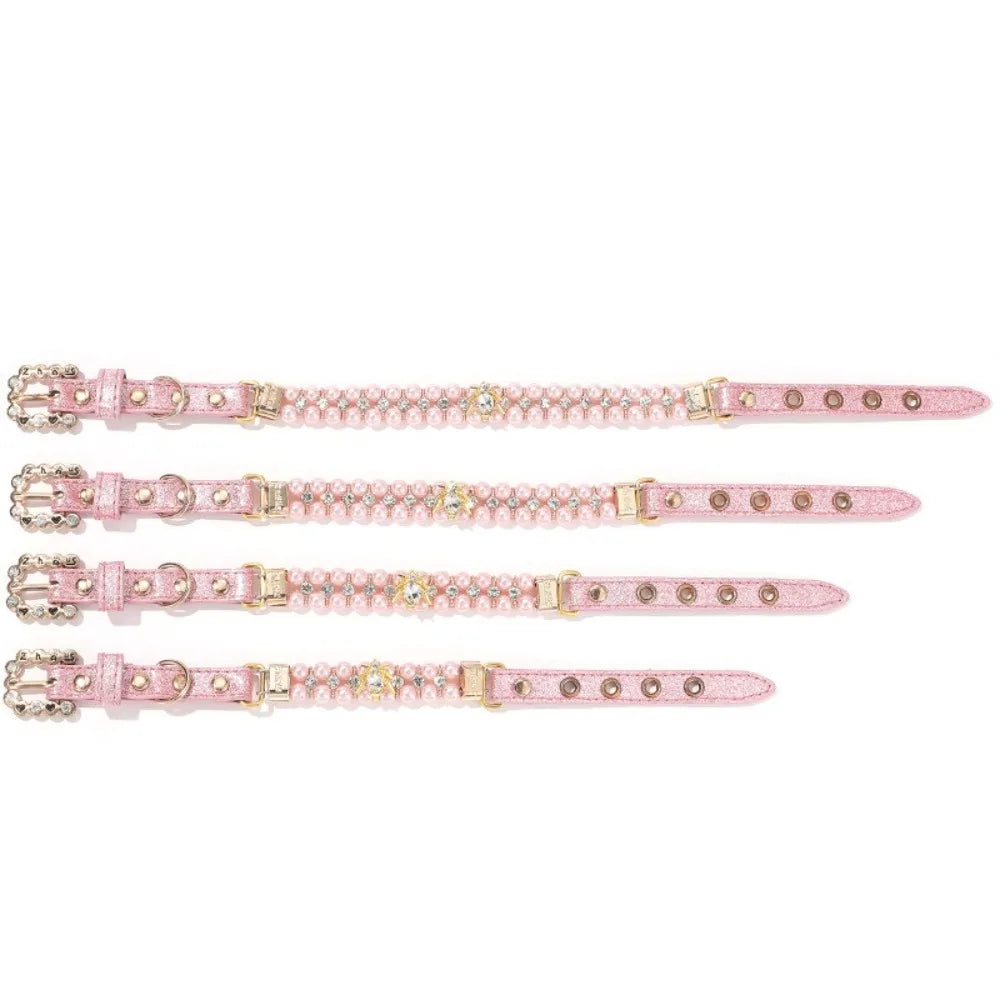 LuxePearl Sparkling Crystal & Pearl Collar – Glamorous Elegance for Small Dogs & Cats