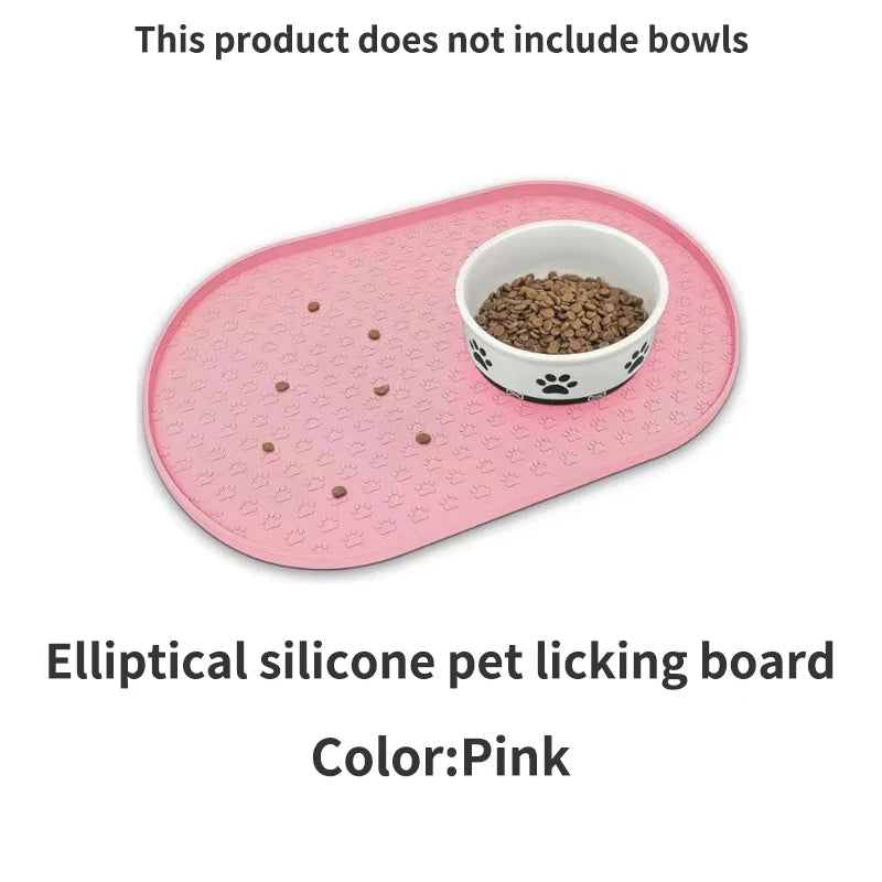ColorSplash Silicone Pet Feeding Mats - Easy-Clean Oval Design