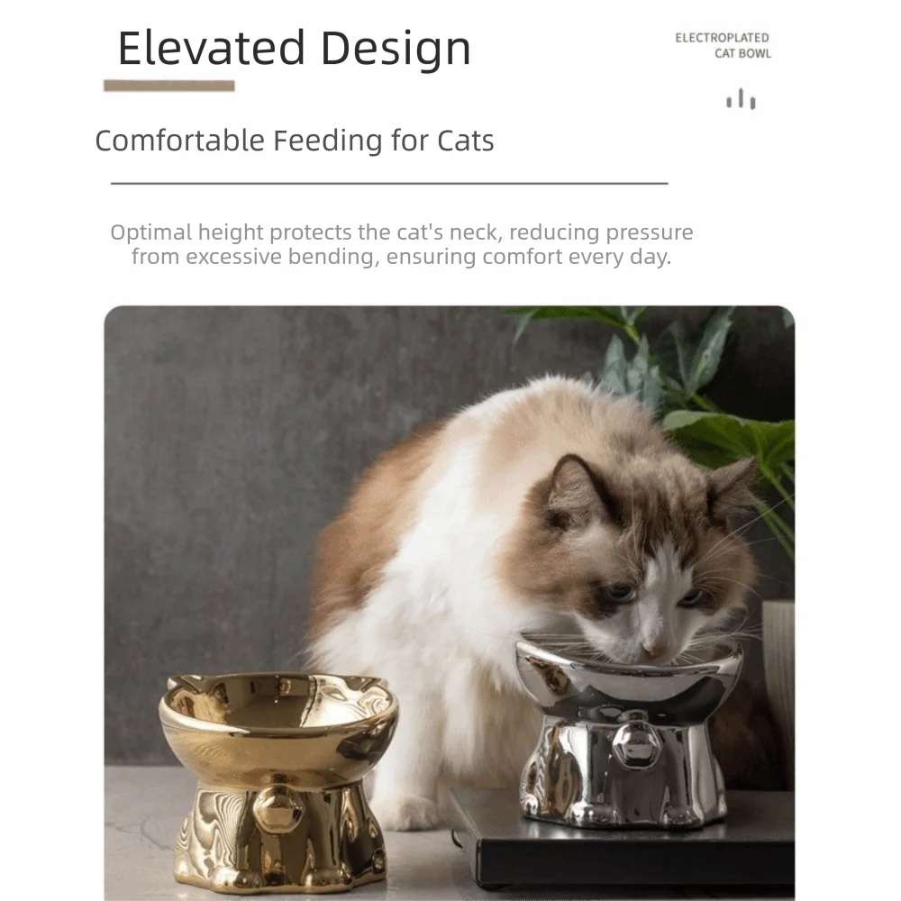 WhiskerDine Ergonomic Ceramic Pet Bowl – Elevated Anti-Spill Feeder for Neck Protection