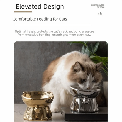 WhiskerDine Ergonomic Ceramic Pet Bowl – Elevated Anti-Spill Feeder for Neck Protection