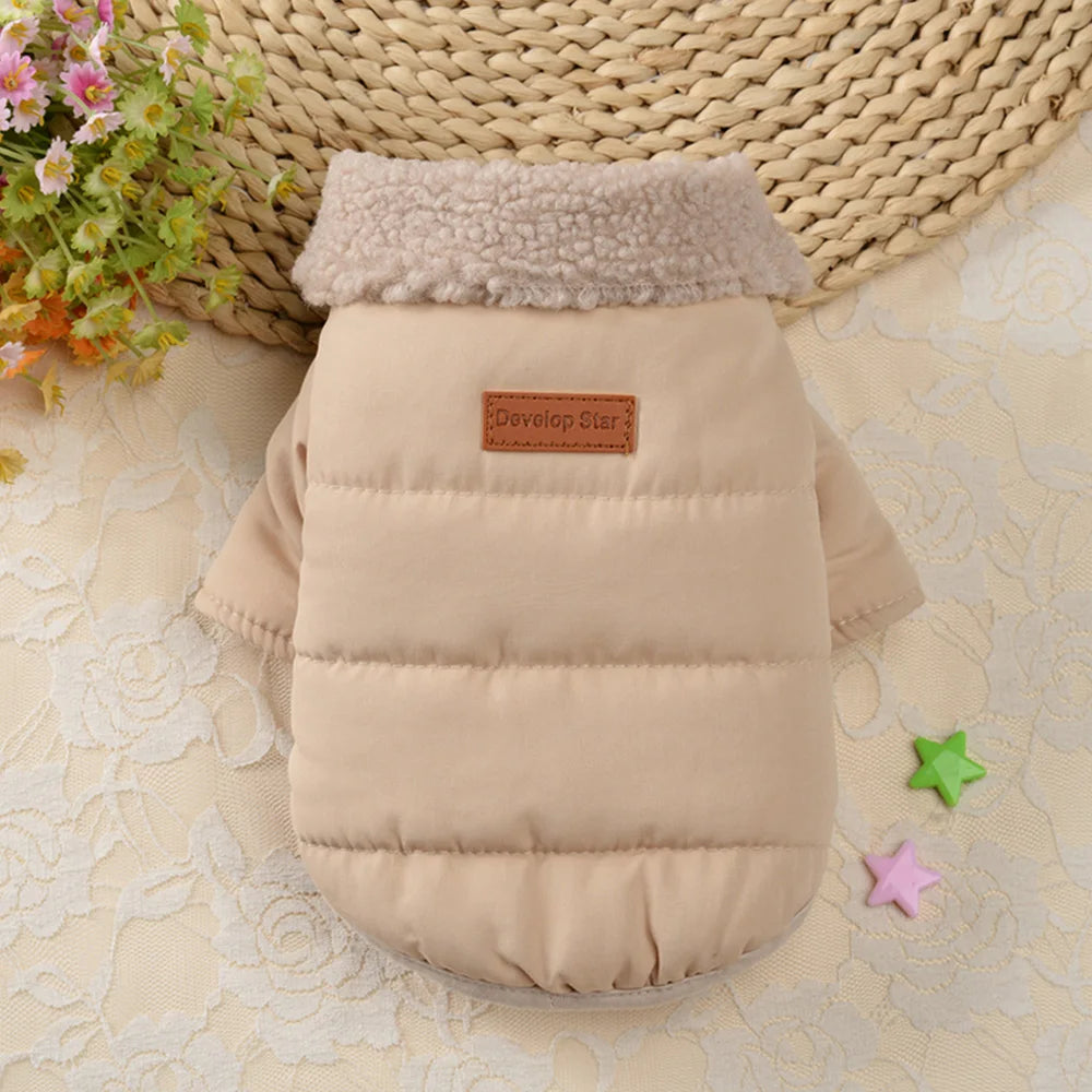 Cozy Winter Wonderland Dog Jacket with Fur Collar