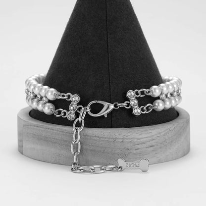 Elegant Pearl & Rhinestone Collar – Chic Accessory for Small Dogs & Cats