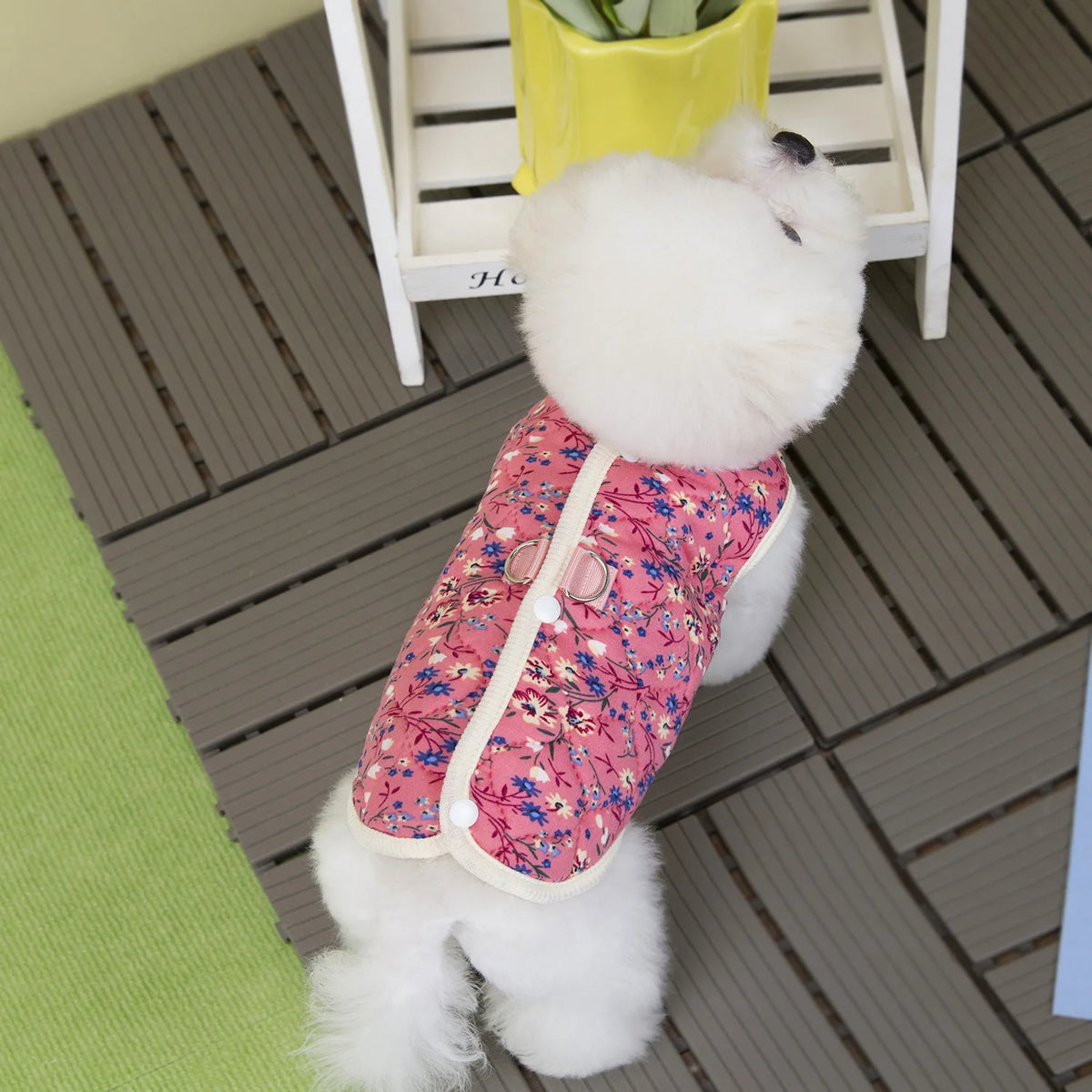 CozyBloom Floral Fleece Vest – Warm Winter Jacket for Small Dogs