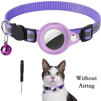 Reflective Anti-Lost Cat Collar with Airtag Protective Case & Bell