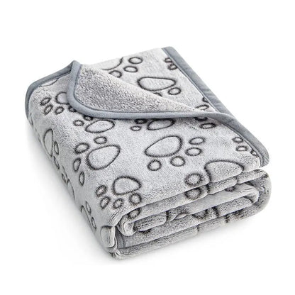 CloudComfort Paw-Printed Ultra-Soft Pet Blanket – Fluffy Coral Fleece Warming Mat
