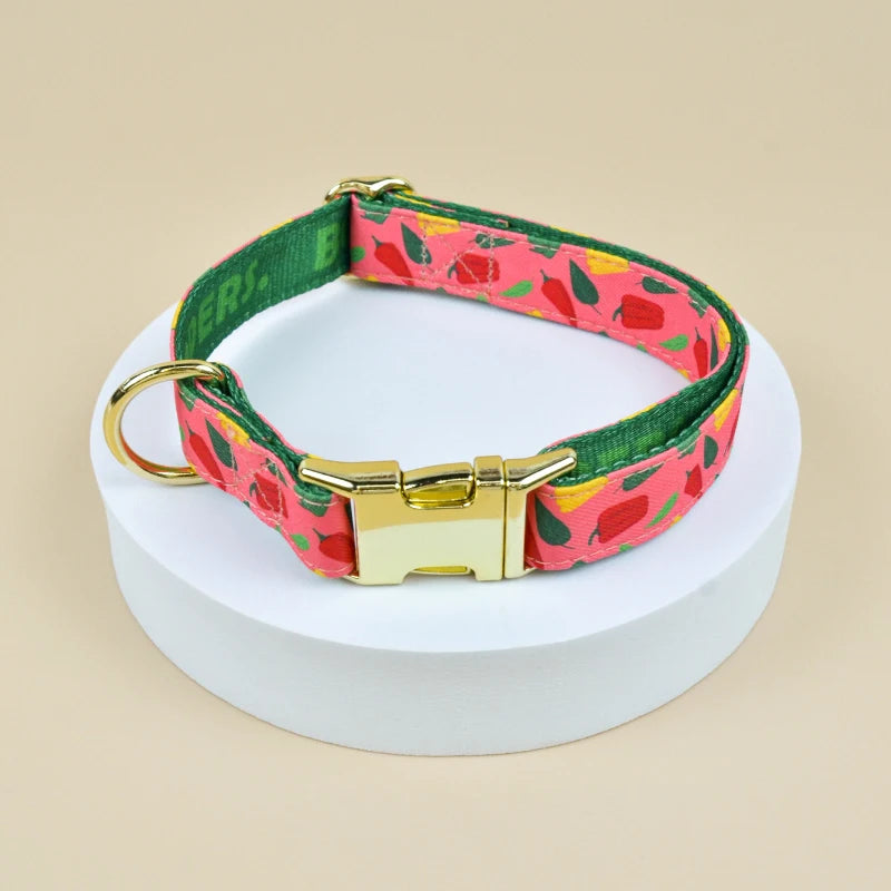 LoveFest Adjustable Pet Collar – Double-Sided Print with Charming Pendant