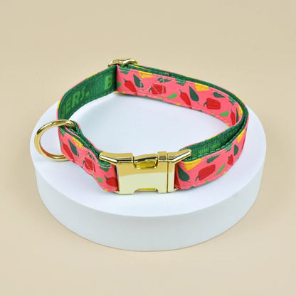 LoveFest Adjustable Pet Collar – Double-Sided Print with Charming Pendant