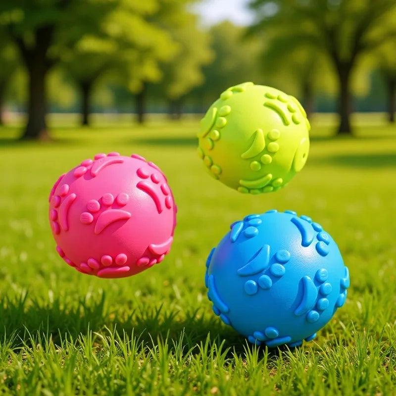 PawPlay Textured Rubber Squeaky Ball – Non-Toxic Interactive Chew Toy for Dogs