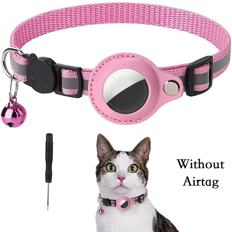 Reflective Anti-Lost Cat Collar with Airtag Protective Case & Bell