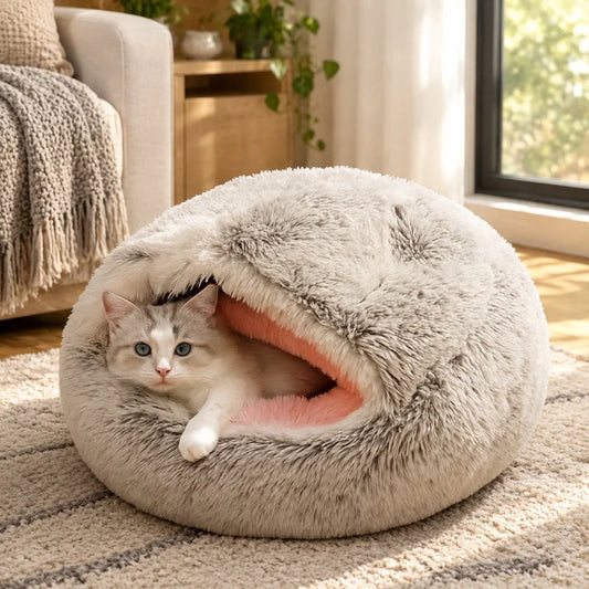 Cozy Cuddle Plush Nest: 2-in-1 Cat & Puppy Bed for Ultimate Warmth