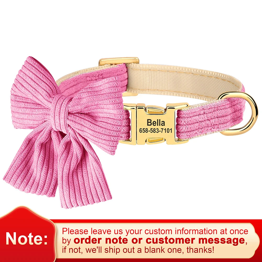 Bowtie Charm Custom Dog Collar - Personalized Elegance for Your Pet