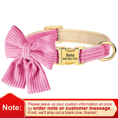Bowtie Charm Custom Dog Collar - Personalized Elegance for Your Pet