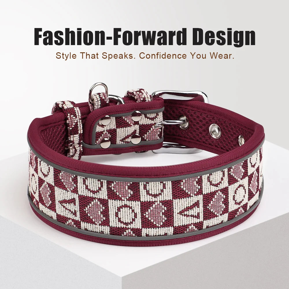 Reflective Wide Dog Collar - Durable & Adjustable for Medium to Large Breeds