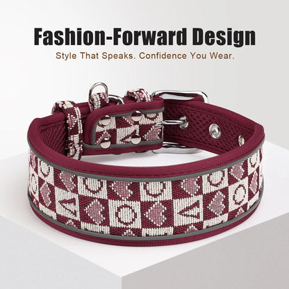 Reflective Wide Dog Collar - Durable & Adjustable for Medium to Large Breeds