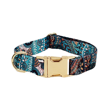 HeritagePaws Ethnic Dog Collar & Leash Set - Custom Engraved for All Breeds
