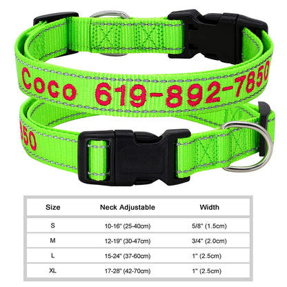 GuardGlow Personalized Embroidered Reflective Dog Collar – Premium Padded Night Safety for All Breeds