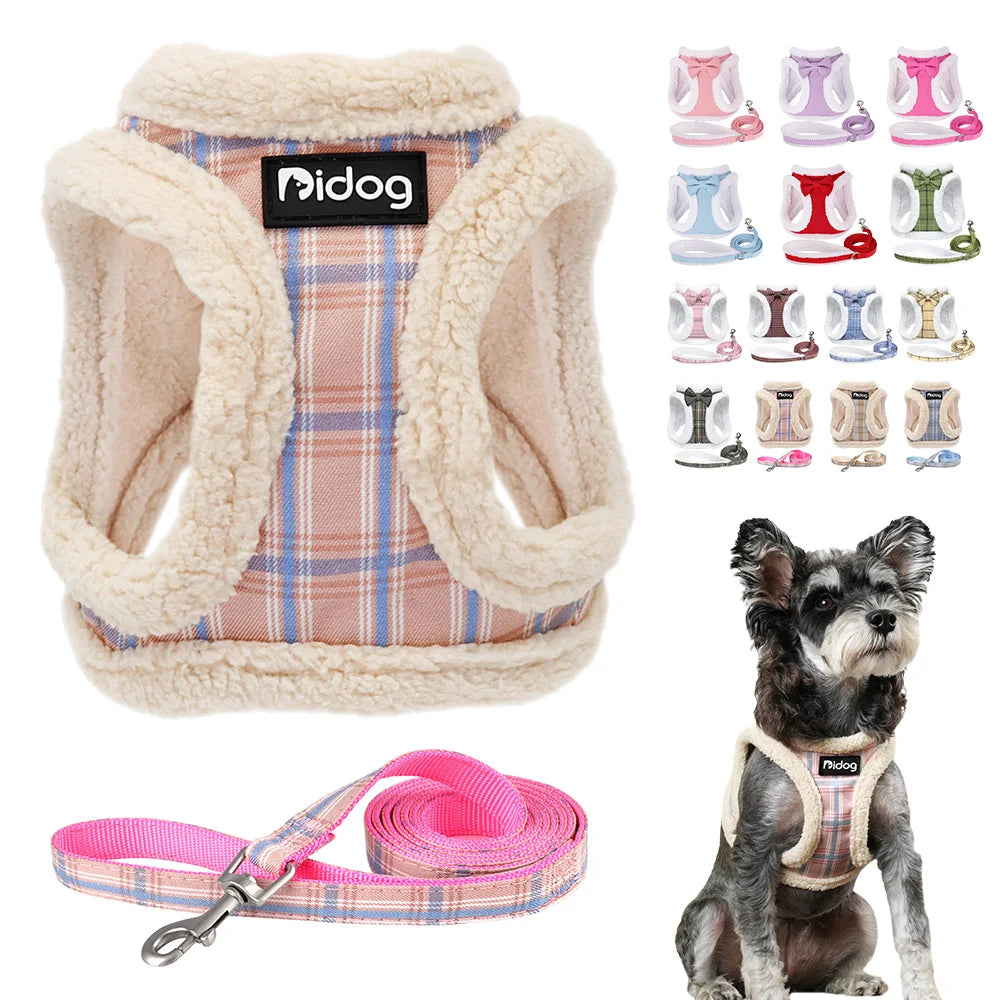 Snug & Stylish: Winter Warm Harness Leash Set for Small & Medium Pets