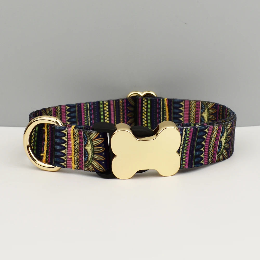 EthnoCharm Custom Engraved Dog Collar & Leash Set – Personalized with Nameplate