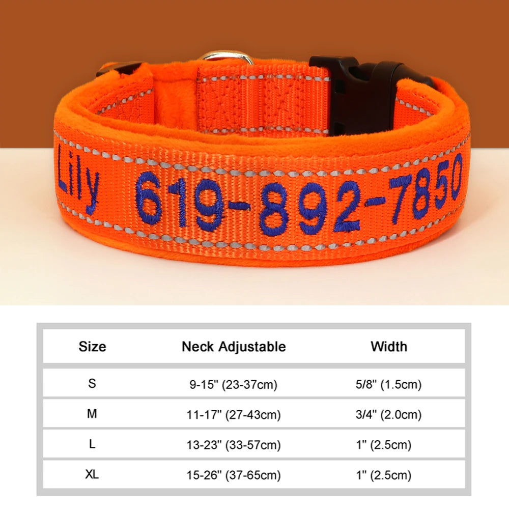 GuardGlow Personalized Embroidered Reflective Dog Collar – Premium Padded Night Safety for All Breeds