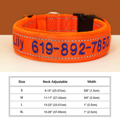 GuardGlow Personalized Embroidered Reflective Dog Collar – Premium Padded Night Safety for All Breeds