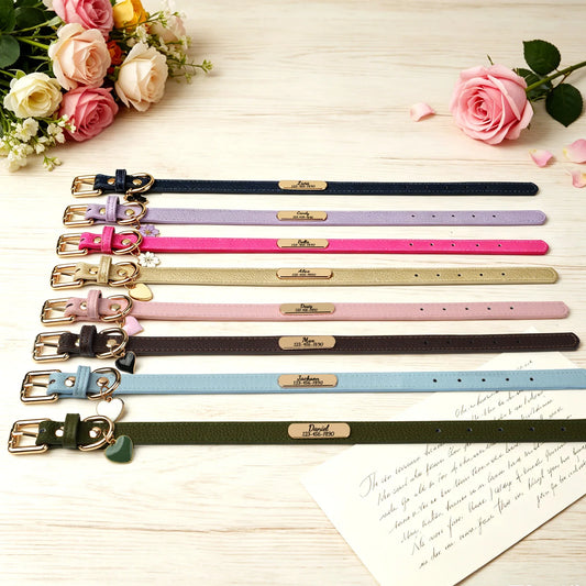 SoftGlow Custom PU Leather Collar – Gentle Comfort with Engraved Name Tag