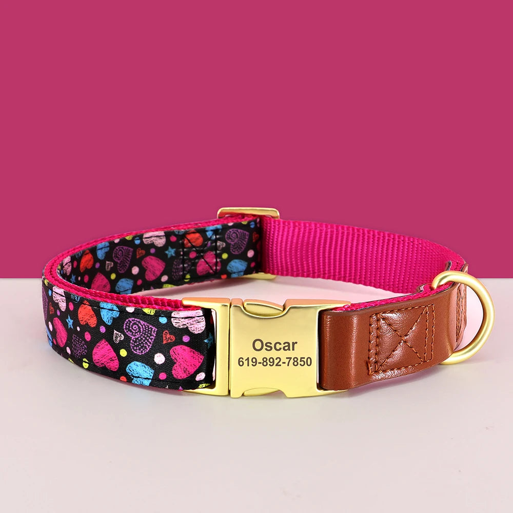 BlossomGuard Personalized Floral Dog Collar - Custom Engraved for All Breeds