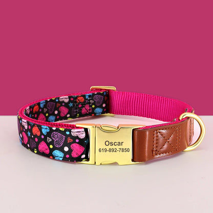 BlossomGuard Personalized Floral Dog Collar - Custom Engraved for All Breeds
